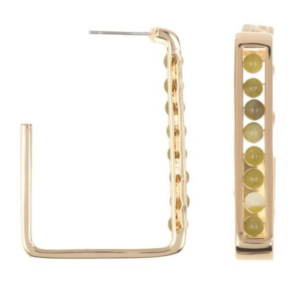 Vince Camuto Jewelry - Vince Camuto Genuine Jade Rectangle Hoops